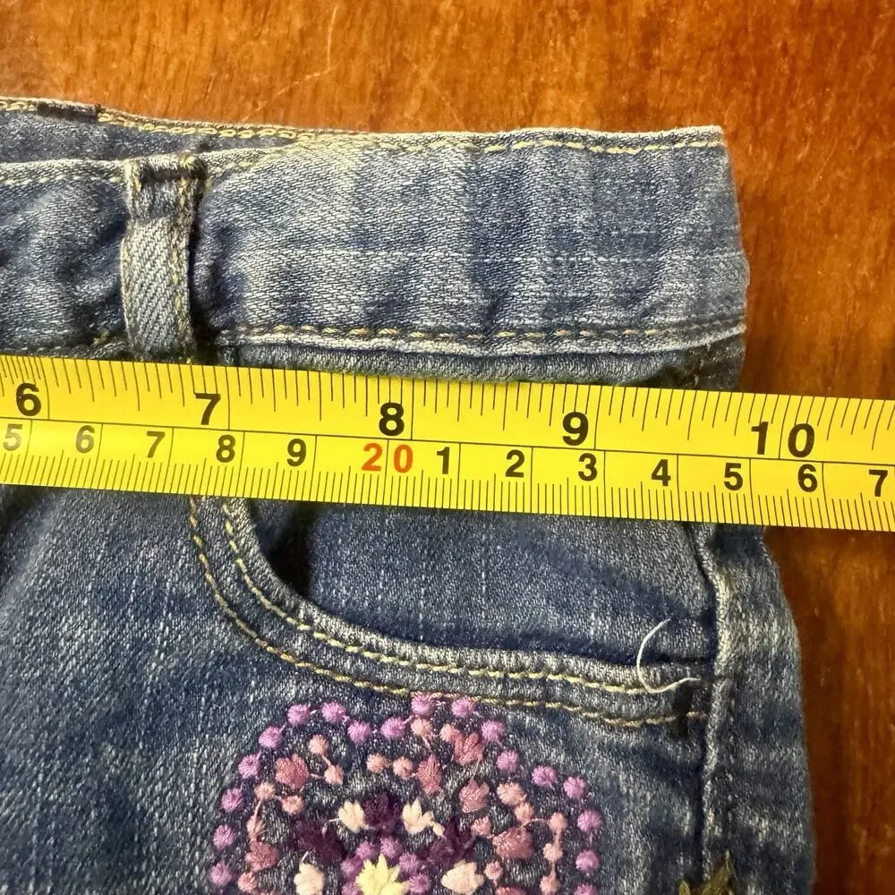 babyGap 1969 Girls Jeans Size 4 Floral Embroidered Denim Stretch Blue Pants